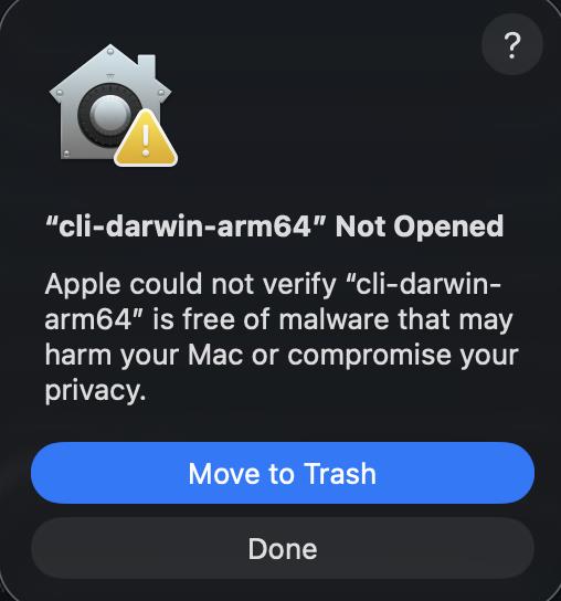 macOS could not verify the developer dialog